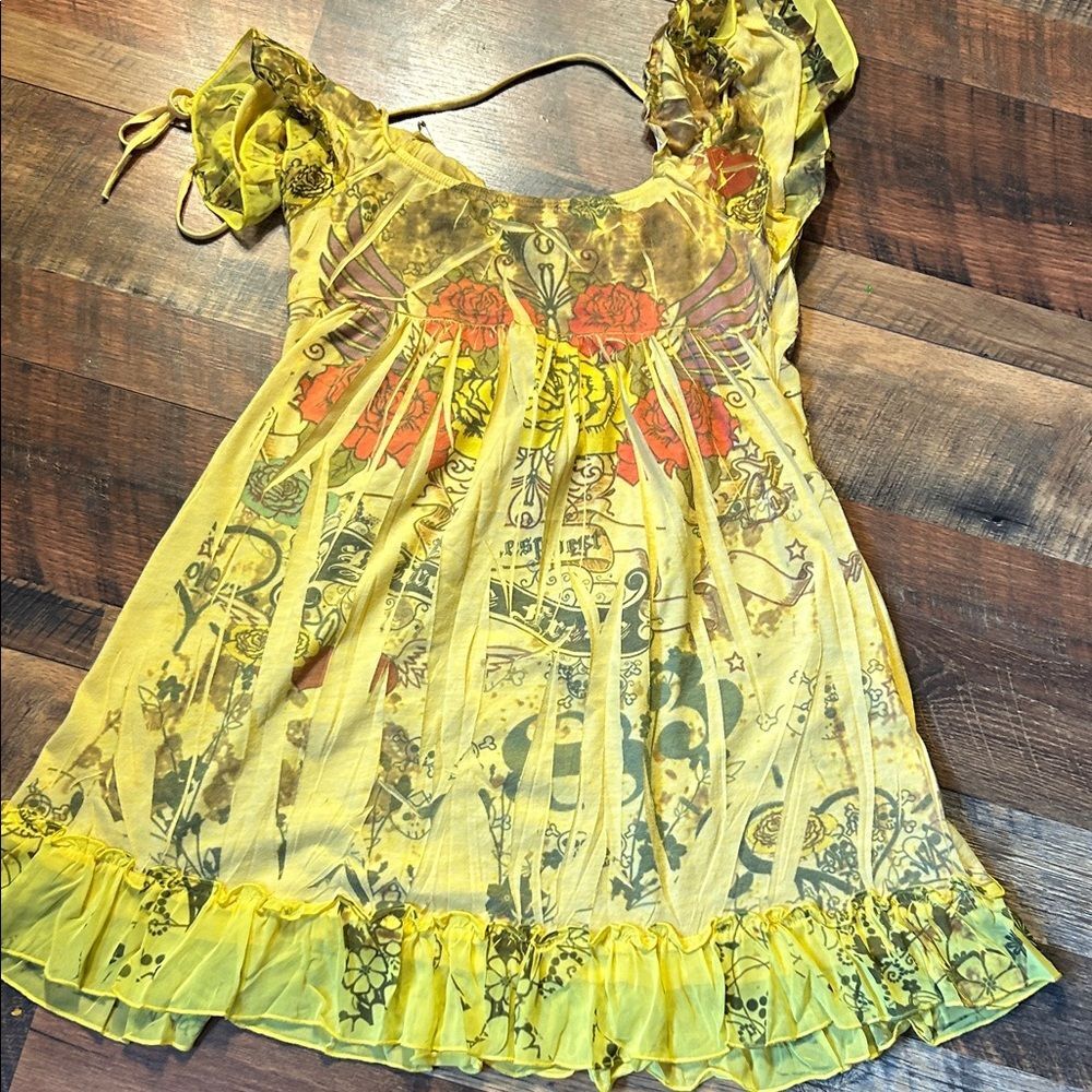 Yellow Sheer Boho Dress box 22 - Picture 4 of 5
